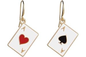 Chereda Spielkarten rote Herzen Pik Ohrringe für Frauen quadratische Haken Ohrringe für Frauen Hochzeit Verlobung exquisiter Schmuck, Silber