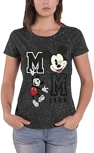 Mickey Mouse T Shirt Disney 1928 Winking Leap Official Womens Grey Skinny Fit 14