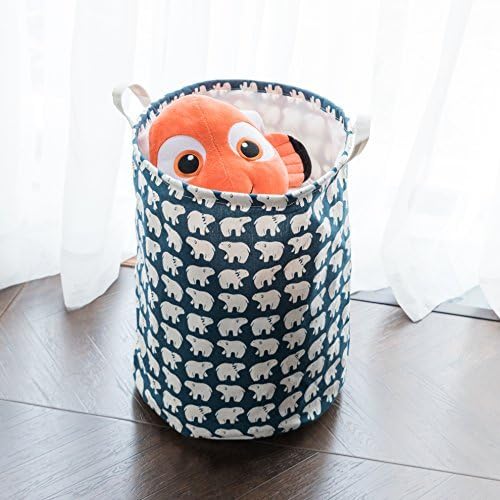 Foldable Laundry Basket Dirty Clothes Hamper Folding Children Toys Organiser Storage Basket Tidy Clothes Holder with Lids- Cute Bear