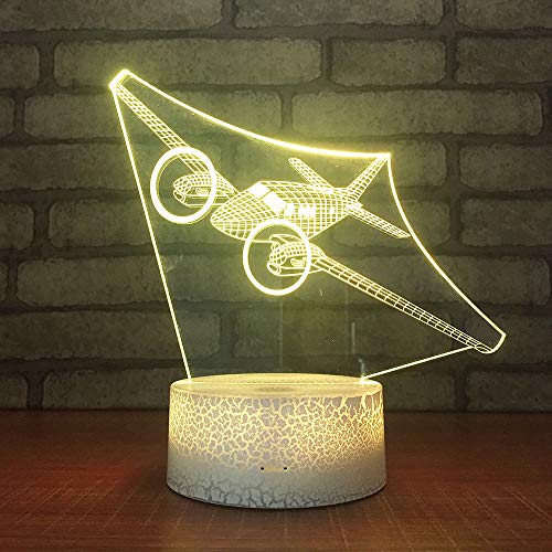 Bbdeng 3D Night Light Touch LED7 Change Color Bedroom Decoration Children's Gifts Illusion Lamps Lighting Xmas Gift Kids Night Brilliant Color Propeller Ship