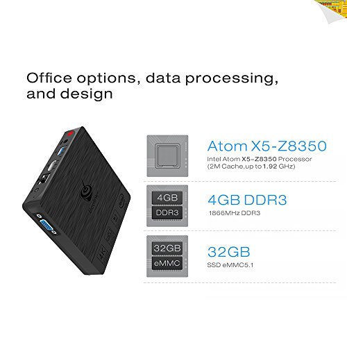 Beelink BT3 Pro Mini PC Win10 Desktop-PC (Intel Atom x5-Z8350 CPU, 4GB RAM, 32GB int. Speicher, USB 3.0, Gigabit-LAN, Dualband WLAN, Bluetooth 4.0, doppelte Bildschirmdarstellung über VGA und HDMI Port - 3