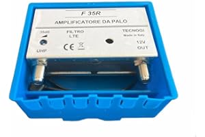 Vsnetwork Amplificatore Antenna TV da Palo con Filtro Lte/5G, Guadagno Massimo 35Db Regolabile, Amplificatore Antenna TV 1 Ingresso Uhf, Amplificatore
