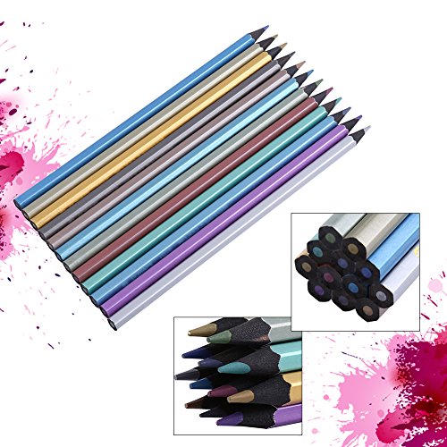 Yosoo ungiftig Buntstifte 12-Farben Colour Pencils Farbstifte Professionelle Zeichnung Bleistifte für Kinder Malerei - 5