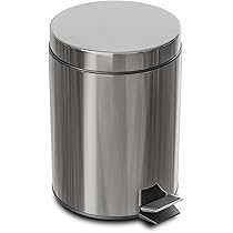AMIG Mülleimer 3 Liter - Edelstahl, Mit Pedal, Für Bad & Küche
