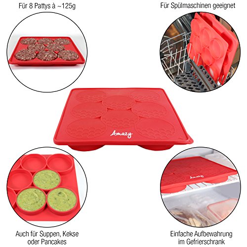 Amazy 2-in-1 Burgerpresse – Pressen und Aufbewahren von 8 leckeren, selbstgemachten Burgern in perfekter Form - 2
