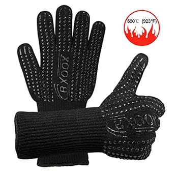 Grillhandschuhe 2er Set Bis Zu 500 C En407 Zertifizierte Kaminhandschuhe Kochenhandschuh Ofenhandschuhe Finger Design Zum Schutz Gegen Schneiden Silikon Aramidfasern Bequem Und Haltbar Hitzebestndiger