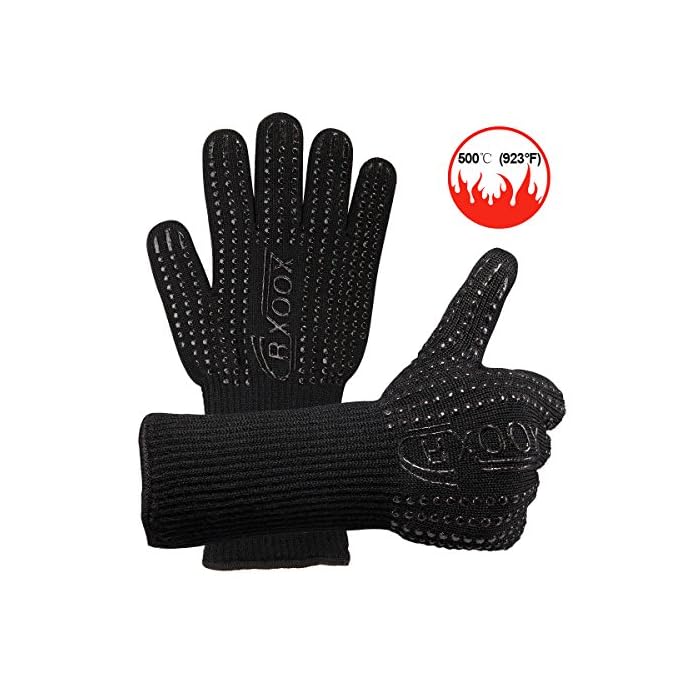 Grillhandschuhe 2er Set Bis Zu 500 C En407 Zertifizierte Kaminhandschuhe Kochenhandschuh Ofenhandschuhe Finger Design Zum Schutz Gegen Schneiden Silikon Aramidfasern Bequem Und Haltbar Hitzebestndiger