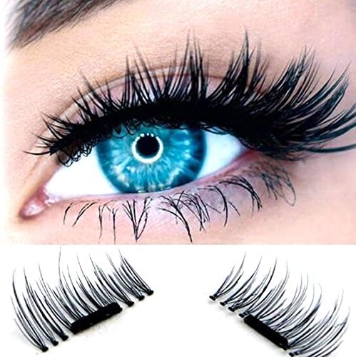 Magnetic Eyelashes, FACPOET Dual 0.2mm Ultra-thin Fake Eye Lashes Natural Look No Glue False Magnet Eyelashes 3D Reusable Eyelashes Extension,1 Pair 4 Pieces