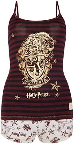 Ladies Girls Harry Potter Gryffindor Pyjama Set Top and Shorts (UK X Large 18-20)