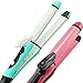 Risingmed 2 in 1 Hair Iron Hair Straightener/Curler 25mm Mini Hair Curler Dual Voltage Hair Curling Wand Ceramic Curling Iron /Curling Tongs (Blue)