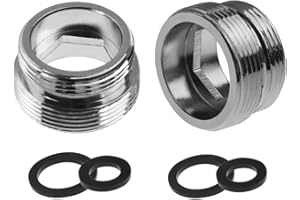 HATOOLHA 2pcs Metal Faucet Adaptor, 22mm Male Thread to 18mm Male Thread Brass Tap Aerator Connector for Bathroom Kitchen Water Purifier