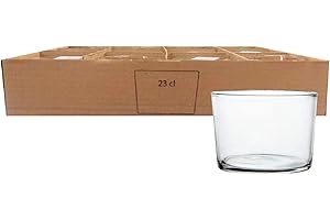 Acan Tradineur - Caja de 12 Vasos Modelo Chiquito - Capacidad: 230 ml - Fabricado en Vidrio Resistente - Apto para lavavajillas - Tamaño Aprox: Ø 8,2 x 6 cm - 12 Uds Totales