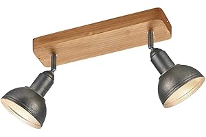 ‎TRIO LEUCHTEN Trio Leuchten Deckenleuchte Delhi 803400267, Metall Nickel matt antik, Base Holz, exkl. 2x E14, Balken 2-flammig
