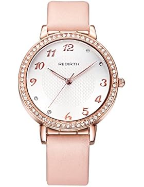 nette Frauen rosa Lederuhr hell Strass Gold romantische arabische Ziffern stiegen Uhren für Mädchen