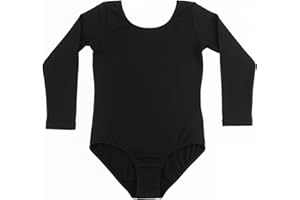 Genérico Maillot de Ballet y Gimnasia para Niña, Body Clásico Elástico de Manga Larga con Cuello Redondo, Ropa de Danza Profesional