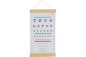 NOYOC Eye Chart for Eye Examinations, 3M, Snellen Eye Chart with Wooden Frame for Wall Decoration, Low Vision, Eye Chart with Red Green Lines for Kids Gifts (1 Pack 3m)
