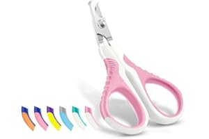 WePet Haustier-Nagelschere (U07.1), Professionelle Krallenschere, Gebogene Schere speziell für Katzen, Kätzchen, Hunde, Welpen, Kleintiere, Weiß/Thulian Pink