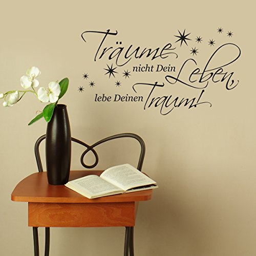 Wandkings Wandaufkleber Wandtattoo - 50 x 27 cm - Spruch "Träume nicht Dein Leben, lebe Deinen Traum!"