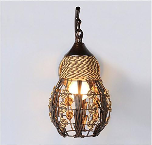 yxhflo Rattan LED Wall lamp American idyllic wicker restaurant is decorated in a light Mediterranean sofa TV wall lights Background Wall lamp,Brown