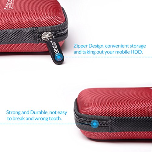 ORICO Festplattentasche Schutztasche Schutzbox für 2,5 Zoll externe tragbare Festplatten Western Digital WD Seagate Toshiba Samsung Intenso (2.5″, Rot) - 3