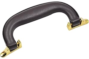 ChenXi Shop 1 Pieces PU Leather Handle for Guitar Musical Box Handbags Gift Boxes Wine Boxes Luggage Toolbox Trolley Instrument Case Brown Gold