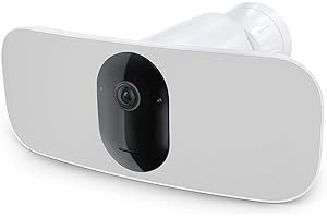 Arlo Floodlight Camara Vigilancia WiFi Exterior, Inalámbrica, 2K HDR, 160° Visión Nocturna, Foco Y Alarma Incorporados, Detección Movimiento, Audio Bidireccional, Prueba Arlo Secure Incluida , Blanco
