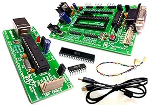 MY TechnoCare 8051 Development Board MAX232,AT89S52 Microcontroller IC + ATMEL AVR 8051 USB ASP ISP Programmer Kit For ATmega,89S51/XX,89S8252 etc Board Support 89C51/XX etc Architecture 40-Pin Chip Prototype PCB Project evaluation Module