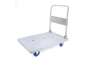 WEDYVKO Platform Trolley Cart Heavy Duty Folding Hand Truck 400 KG Load Capacity Sack Barrow Flatbed Trolley on Wheels