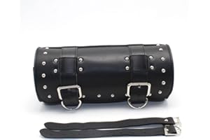 Sacoche de Selle de Moto, Motos en Cuir Rouleau, Sacoche Moto, Motos Sac Latéral Étanche, Sac à Outils de Moto en Cuir, Sacoche Outils Moto Ronde, pour Ranger Les Motos et Vélos (Noir)
