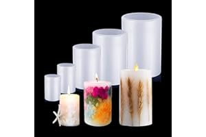 WOOLUCK 5 Stampi Cilindrici in Silicone per Candele per Realizzare Candele, per candele fai da te in resina, per Realizzare Stampi, per Cera, Saponi, Campioni di Fiori