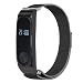 Produktbild Xiaomi Mi Band 2 Armband Pinhen Silikon Ersatz Armband Bracelet Handgelenk Band Metall Leder Gurt für Mi Band 2 Smart MiBand Ersatz-Zubehör (MiBand 2 Milanaise Black)