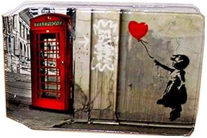 HONEEY Streetart Balloon Girl Credit Card Bus Pass Wallet Slimline Travel Rail Ticket Holder Cover for Oyster Business Zip ID Card - Bifold - Party Bag Gift School Leaver Uni (1x Wallet)