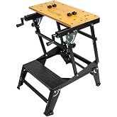 Workpro Katlanabilir &Ccedil;alışma Tezgahı, 100kg Taşıma Kapasiteli, Ayarlanabilir, MDF ve &Ccedil;elik, 60.5x71.5x21-77cm, 12.6kg
