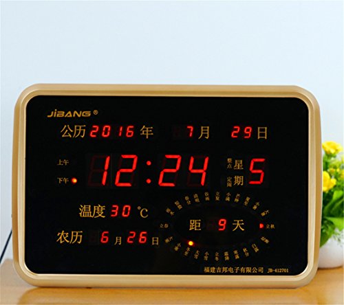 Preisvergleich Produktbild lilamins Wecker beleuchtet LED-Pendelleuchte Digital Smart Endschalldämpfer Elektronische Aufwachlicht mit 24 Worten Solar Anzeige des Kalender, 38 * 25 * 3.4 cm