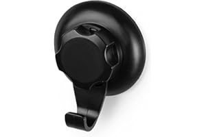 Compactor Gancho grande para colgar en la pared, Gama Bestlock Black, Fijación mediante ventosa, Fabricados en acero mate, Color negro, Tamaño: 7.2 x 4 X 8.7 cm, Soporta hasta 6 kg, RAN9772