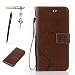 Produktbild Doogee X6 / X6 PRO Hülle, Doogee X6 / X6 PRO Schutzhülle, Alfort 3 in 1 Lederhülle Fashion Design Premium PU Leder Hohe Qualität Tasche Case Cover Kasten Abdeckung Wallet für Doogee X6 / X6 PRO 5.5" Smartphone Funktion Standfunktion Unterstützte Telefone und Magnetverschluss mit Schmetterling ( Dunkelbraun ) + Alfort Schwarz Stylus Pen + Netter Staub Stecker