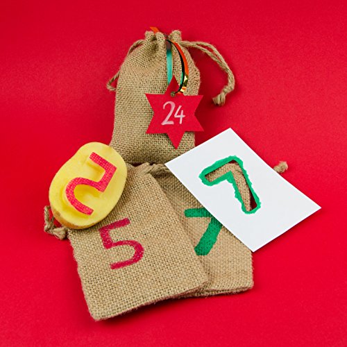 24er Set Jutesäckchen, Jute-Beutel, Geschenke-Säckchen, ideale Verpackung- für Adventskalender, 100 Prozent Naturfaser, Hochzeit, Feiern, Geburtstag, Farbe: ungefärbt, naturbelassen (hellbraun) - 5