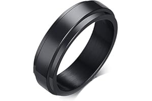 Epinki Bague Anti Stress Acier Inoxydable, 6MM Bague Tournante Poli Argent/Noir/Or/Or Rose Homme Bague Rotative