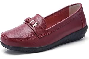 JeathFea Mocasines CláSicos De Cuero para Mujer Mocasines Casuales Antideslizantes Pisos Zapatillas De Oficina Zapatos para Mujer Antideslizantes para Caminar, Azul Marino, 40.5 EU