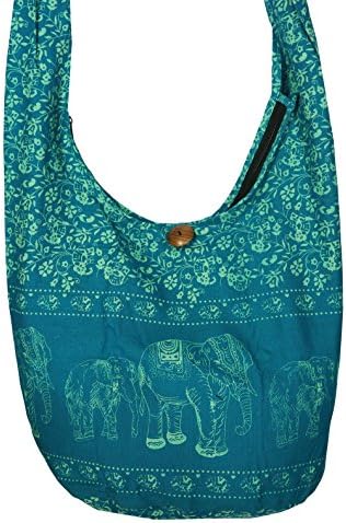 Rosina's Hippie Boho New Elephant Crossbody Bohemian Gypsy Sling Shoulder "Large Size" (F Ocean)
