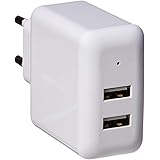 Amazon Basics - Caricabatterie da parete a 2 porte USB (2,4 A) - Bianco