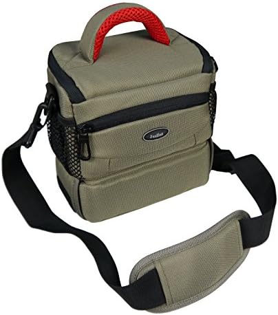 Jealiot Compact Case for Canon EOS M100 with Attached 15-45mm Lens - Detachable Accessory Compartment for Charger, Cables and Accessories - Khaki