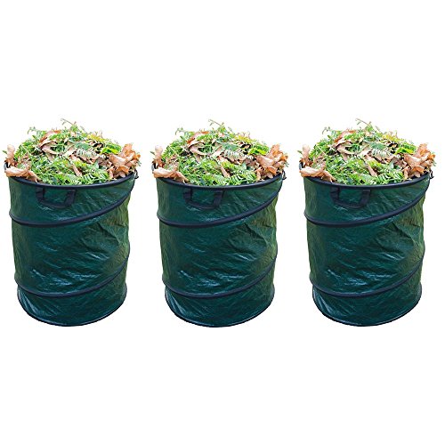 Grafner® 3er Set Pop-Up Gartentasche/Laubsack rund grün 45x50 cm 80L