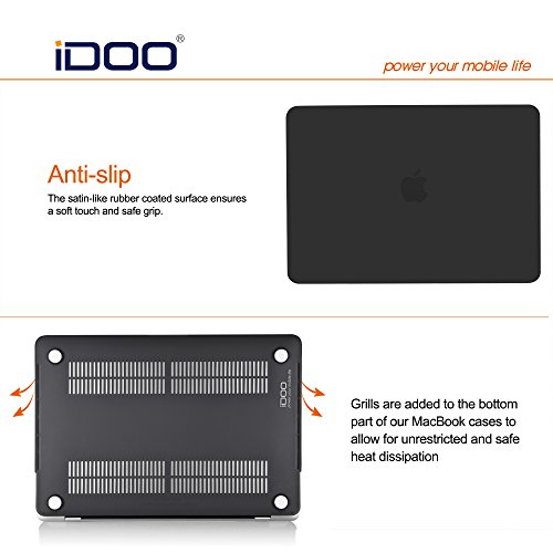 iDOO MacBook Schutzh  lle   Hard Case Cover Laptop H  lle  F  r 2016 MacBook Pro 15 Zoll mit Retina Display und Touch Bar  A1707  - matt  Schwarz