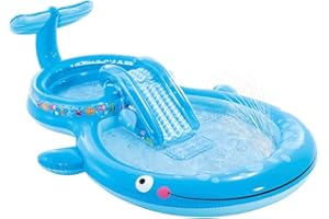 Intex 57176NP - Piscina Gonfiabile Play Center Balena, Vinile, Azzurro, 373x234x99 cm