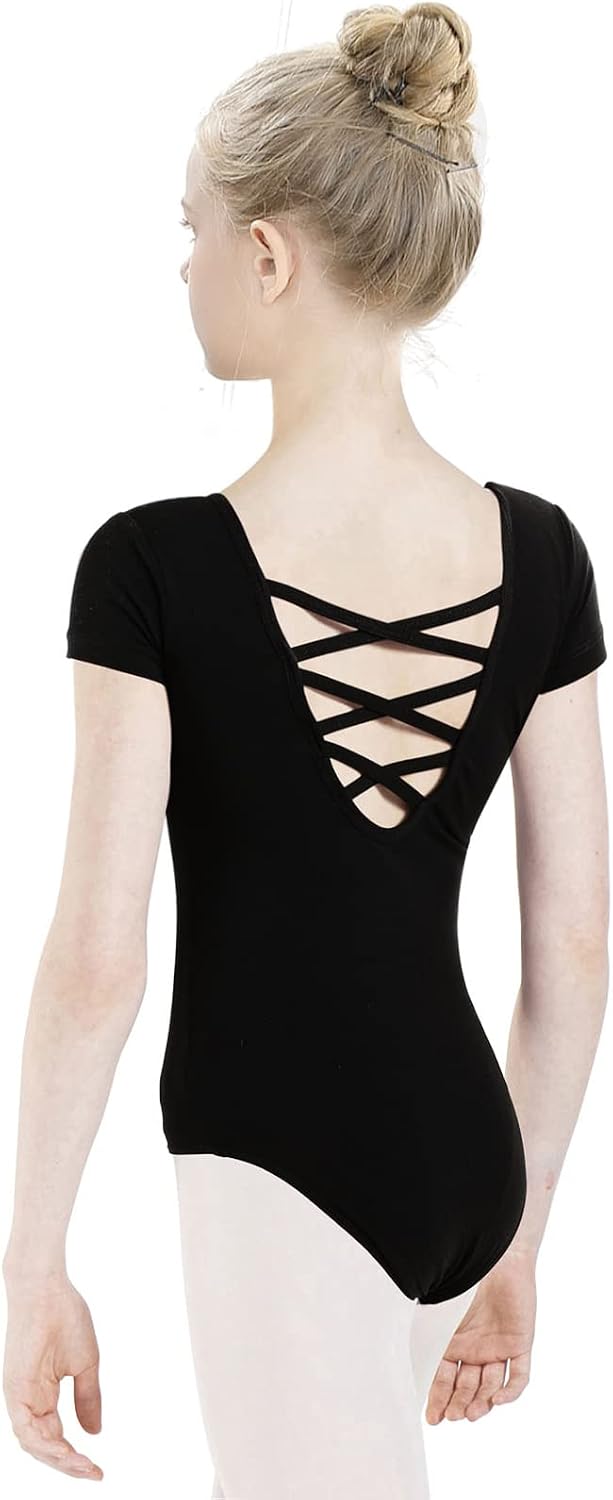 tanzdunsje Maillot de ballet Maillot de baile para niñas mujeres Leotardos de gimnasia de algodón de manga corta talla 100-170