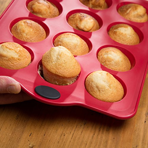 Levivo Silikon Muffin-Backform für 12 Muffins, 36 x 25 cm, Rot - 3