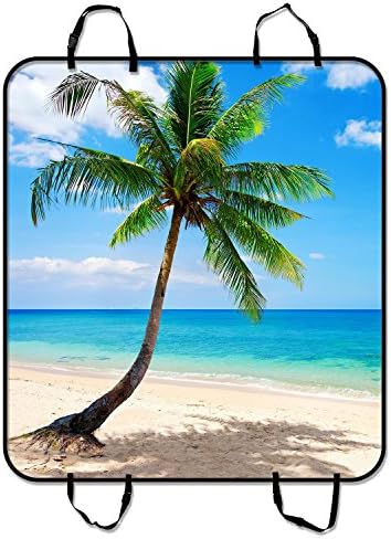 Custom Palm Emerald Ocean Tropical Coast Beach Sea Pet Seat Cover Car Seat Cover for Pets Cargo Mats and Hammocks for Cars Trucks and SUVs 54x60 inches
