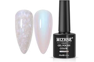 MIZHSE Żelowy lakier do paznokci biały błyszczący perłowy biały żel do paznokci żel do paznokci do paznokci z perłowym połyskiem lakier żelowy z Thread Shell 10 ml * 1 lampa Soak Off UV LED (008)