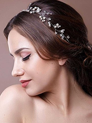 aukmla Strassbesatz Haarband und Stirnband mit Kristall, Fashion Zubehör für Frauen und Mädchen (Silber) - 4